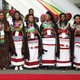 Traditional dancers perform during the welcoming ceremony of Eritrea's President Isaias Afwerki arriving for a three-day visit, at the Bole international airport in Addis Ababa, Ethiopia July 14, 2018.
